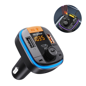 Bluetooth FM émetteur voiture MP3 lecteur bluetooth sept couleurs atmosphère respiration lampe QC3.0 quick charge version PD